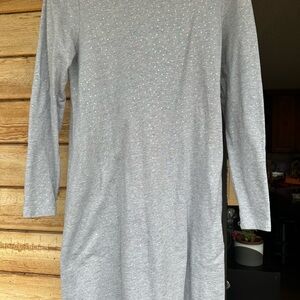 Gray Long Sleeve Dress/Tunic/Sweatshirt with Silver sparkle Dotted Pattern